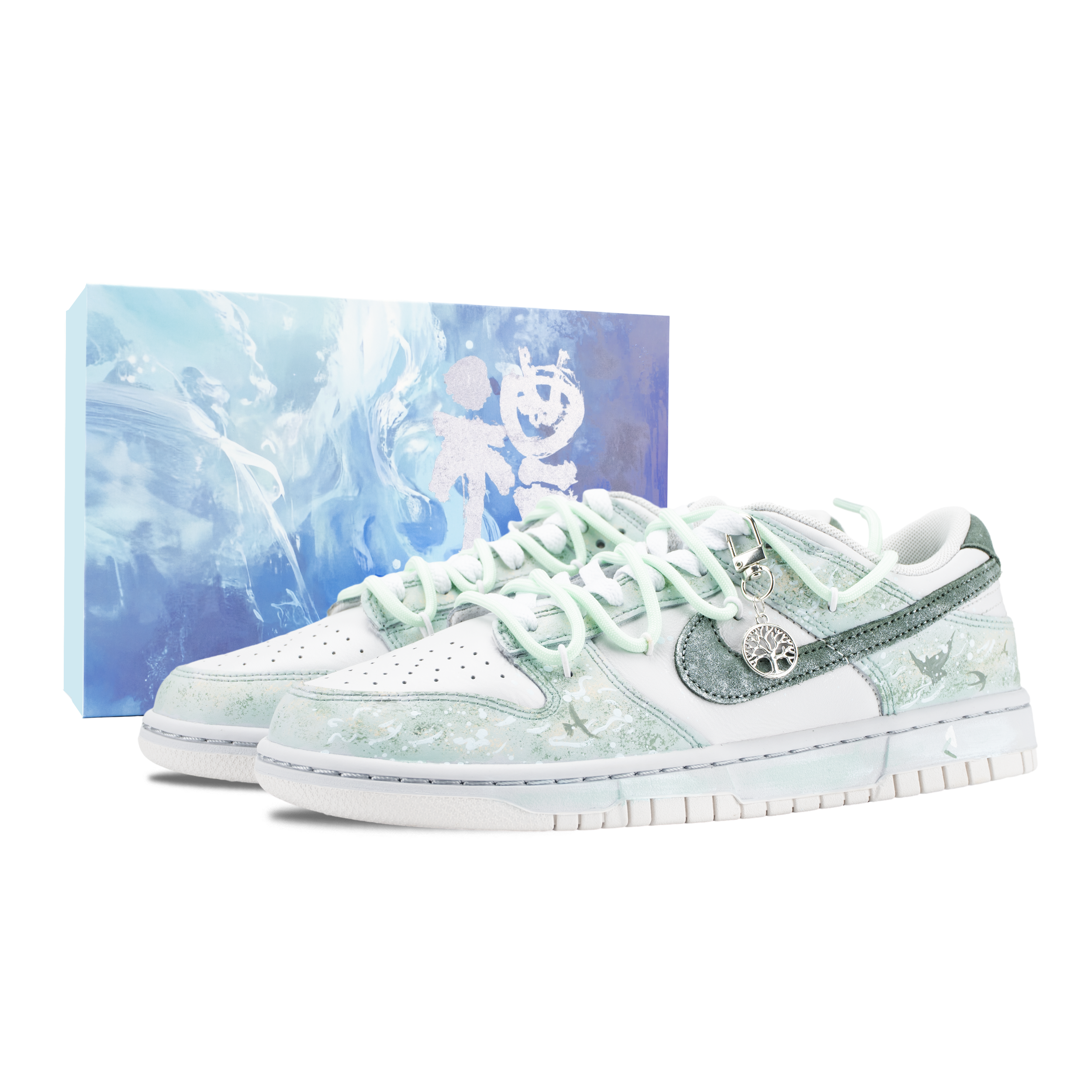 Nike Dunk Green Light Forest Slip Resistant Abrasion Resistant Low top Skateboard Shoes Unisex Green Apple
