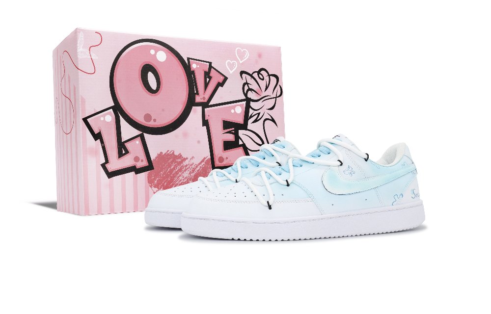 Nike Court Vision 1 Low top Skateboard Shoes Men's Blue White