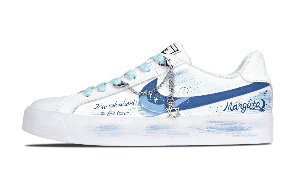Nike Court Royale Path Of Moonlight Slip Resistant Low Top Skateboard Shoes Unisex Blue