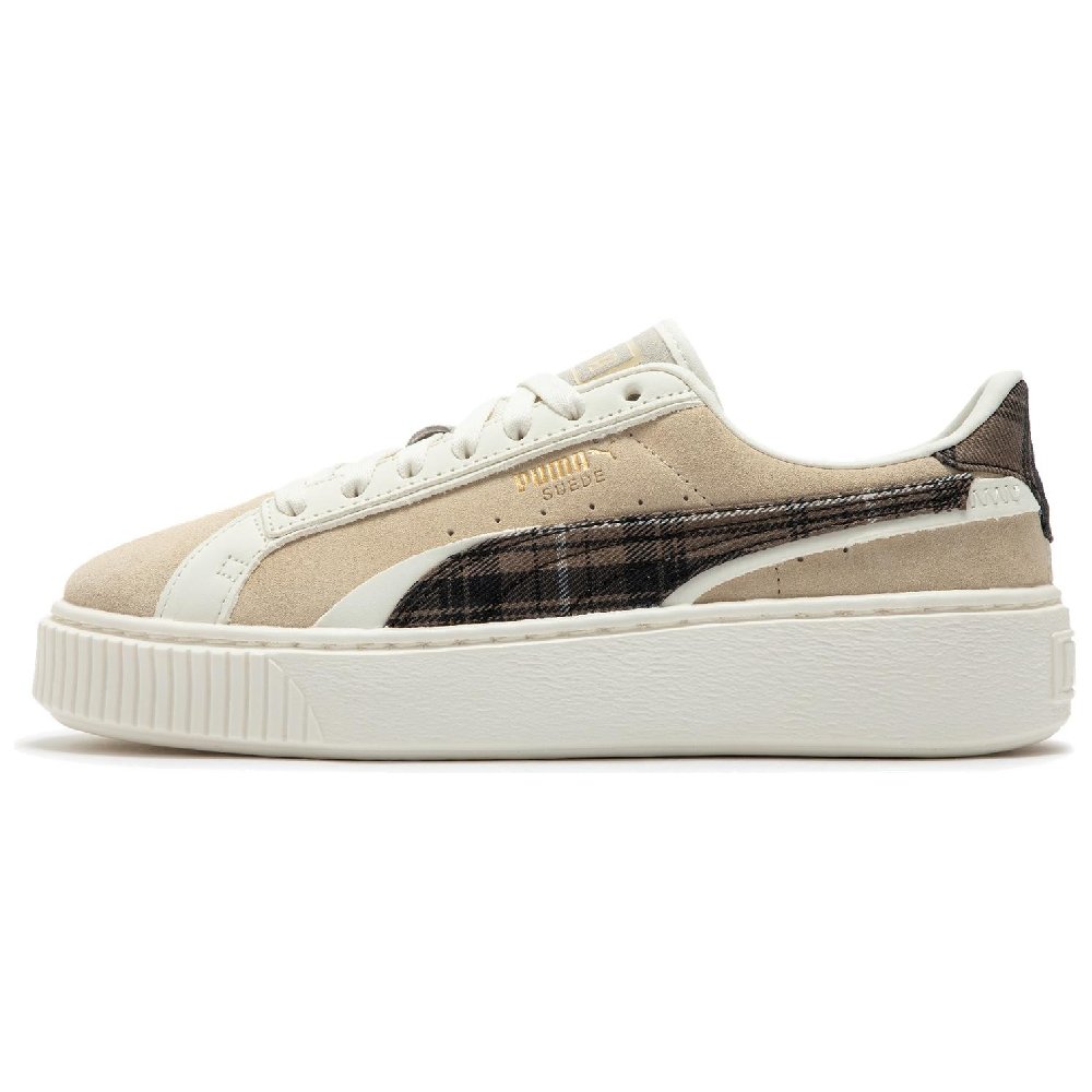 PUMA Suede Platform Cushioning, Wear Resistant Low Top Skateboard Shoes Women's Almond