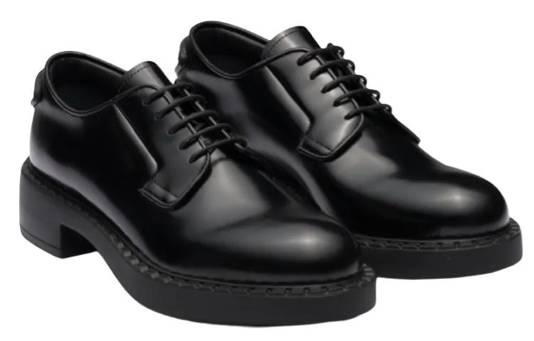 PRADA Derby 50mm Shoes Black Brushed Leather Women's купить в интернет-магазине Yoocart с быстрой доставкой по России.