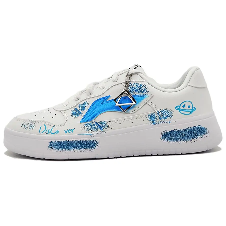 LiNing Pontoon Boats Anti Slip And Wear Resistant Height Increasing Low top Skateboard Shoes Women's Blue