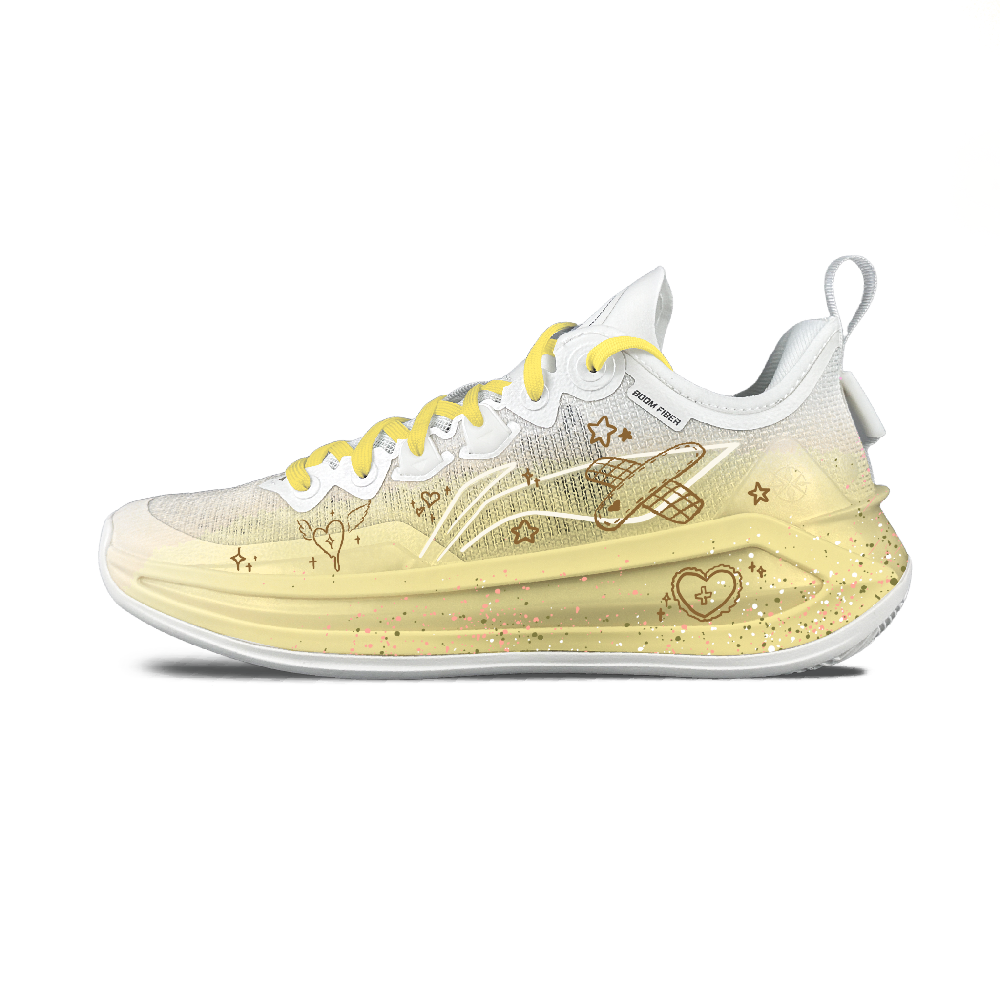LiNing Liren 3 V2 Cushioning Support Rebound Low Top Basketball Shoes Unisex White Yellow