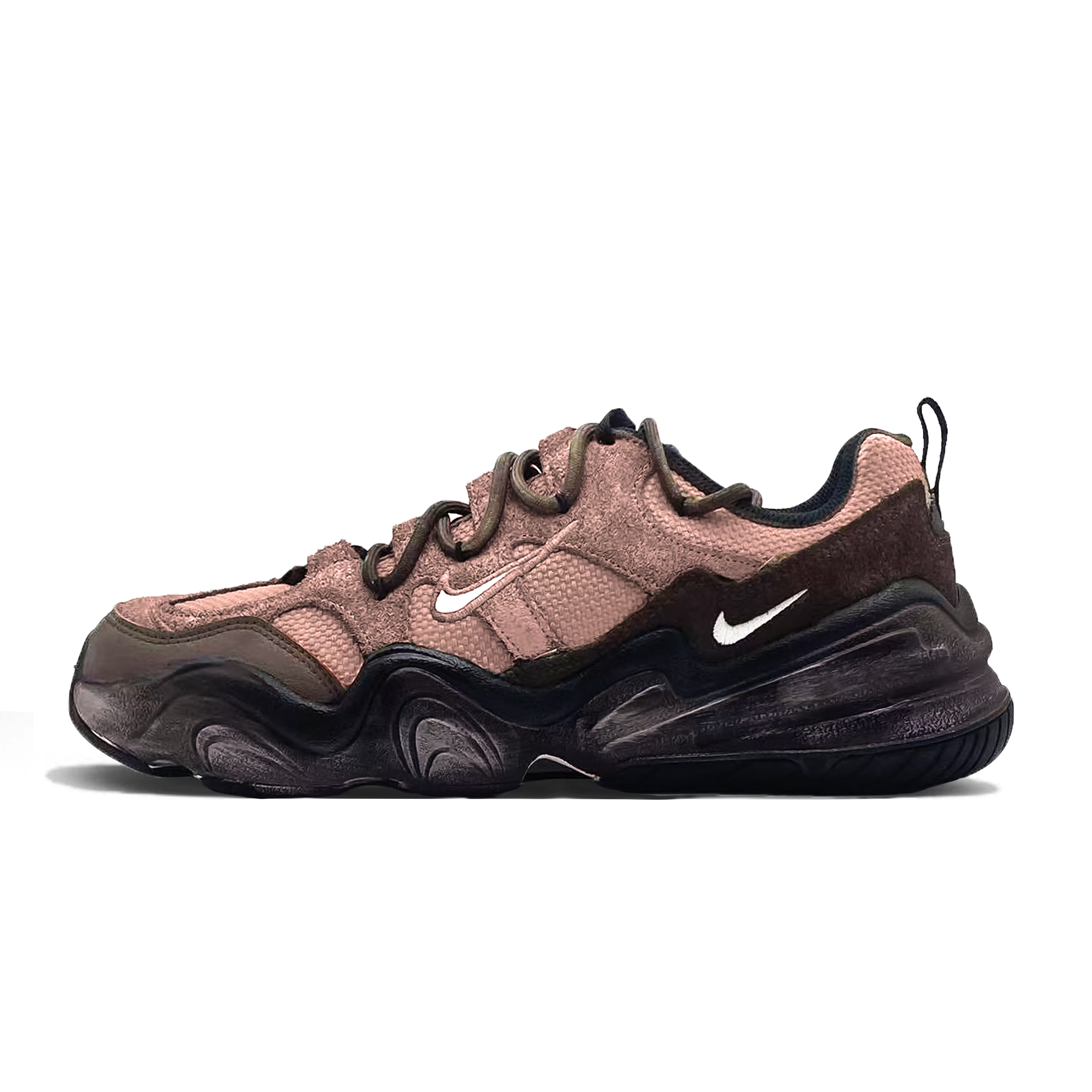 Nike Tech Hera Smoke Pink Mocha Abrasion Resistant Slip Resistant Low top Casual Shoes Unisex