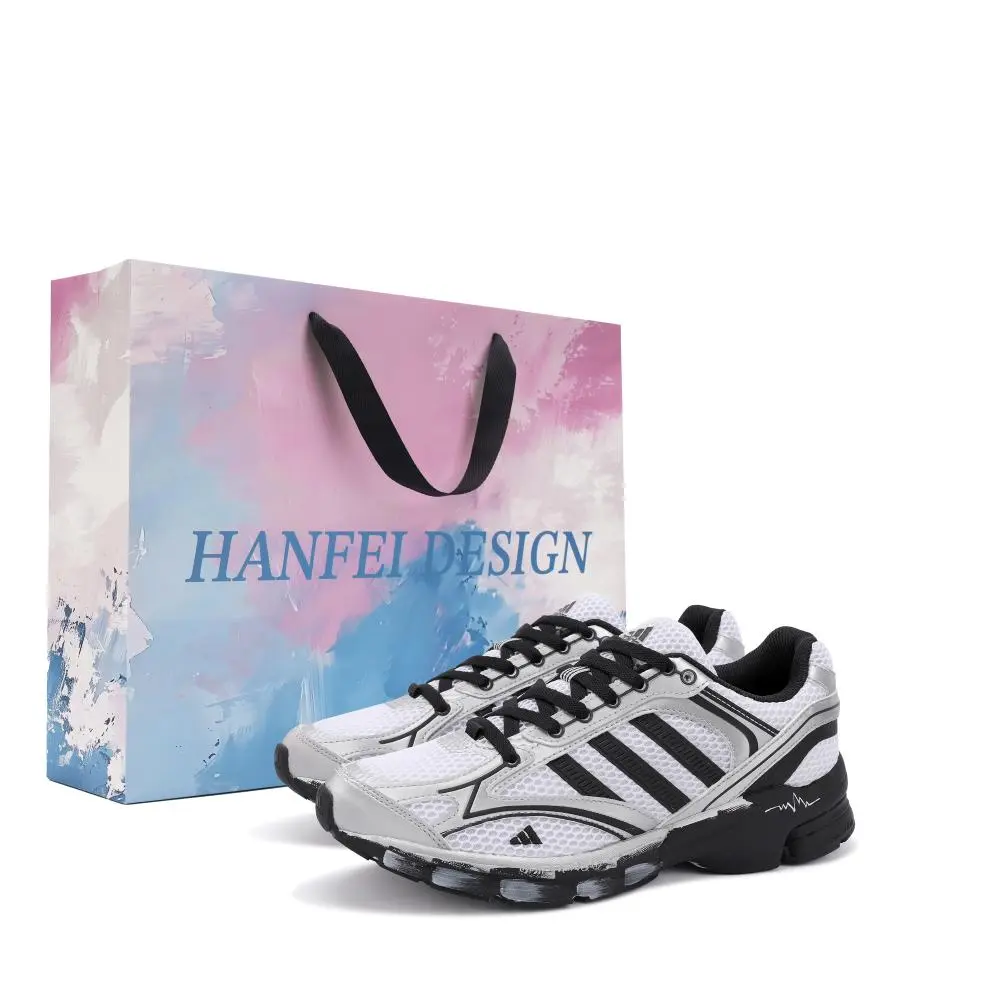 Adidas Shock Absorbers Abrasion Resistant Slip Resistant Low top Casual City Commute Running Shoes Unisex Black Silver