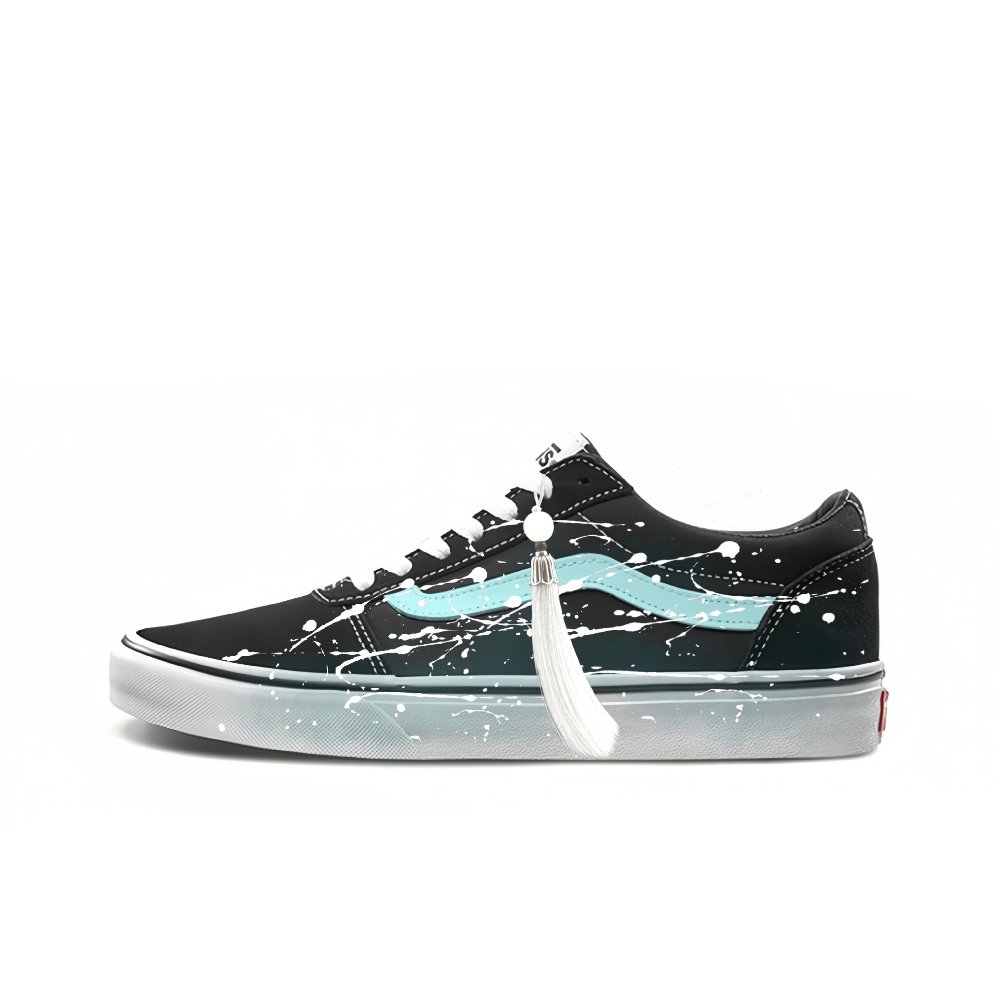 Vans Ward Anti Slip Wear Resistant Low Top Skateboard Shoes Unisex Black Blue White