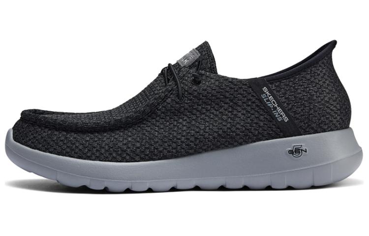 Skechers Cushioning Wear-Resistant Low-Top Casual Shoes Men's Black Gray