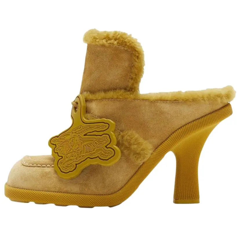 Burberry Highland Shearling-trim Suede Mules