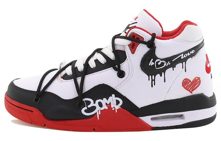 Nike Flight Legacy Mid Top Vintage Basketball Shoes Unisex Red White