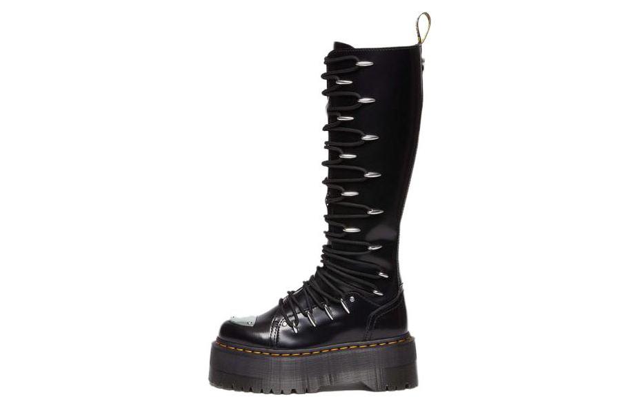 Dr.Martens Knee high Boots Women's Black Yellow Oil Color