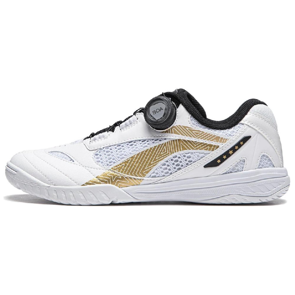 LiNing Hawkeye 2.0 Wear-Resistant Low-Top Professional Table Tennis Shoes Unisex White Gold Black