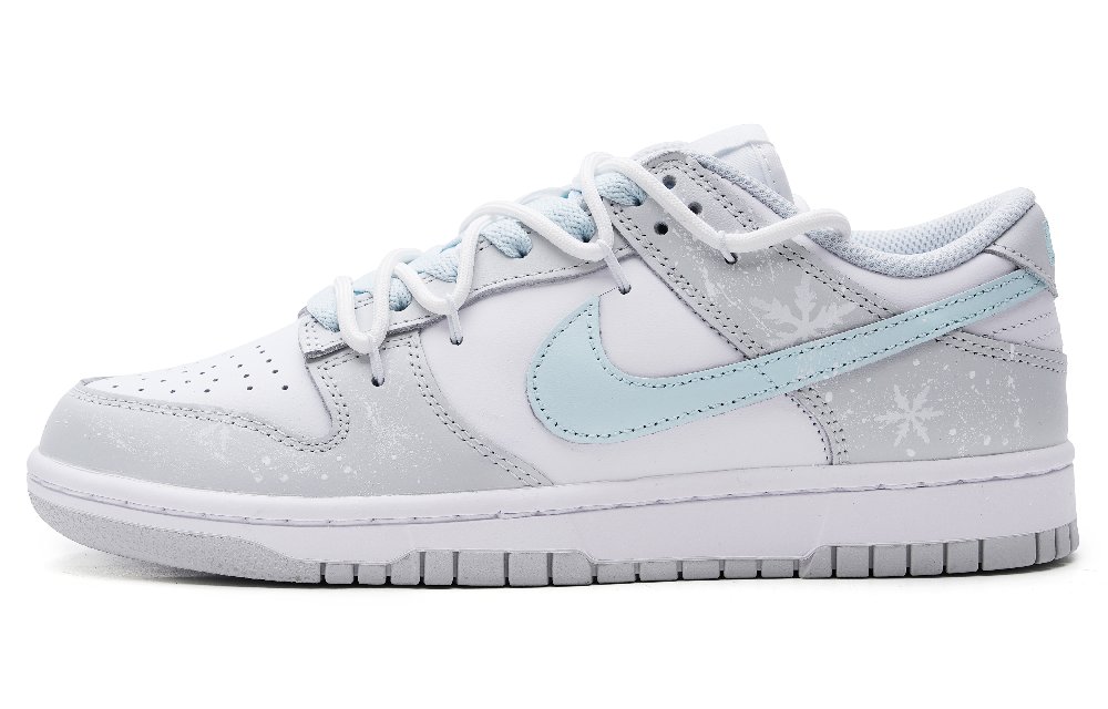 Nike Dunk Anti-Slip Wear-Resistant Low-Top Skateboard Shoes Women's Gray White Blue