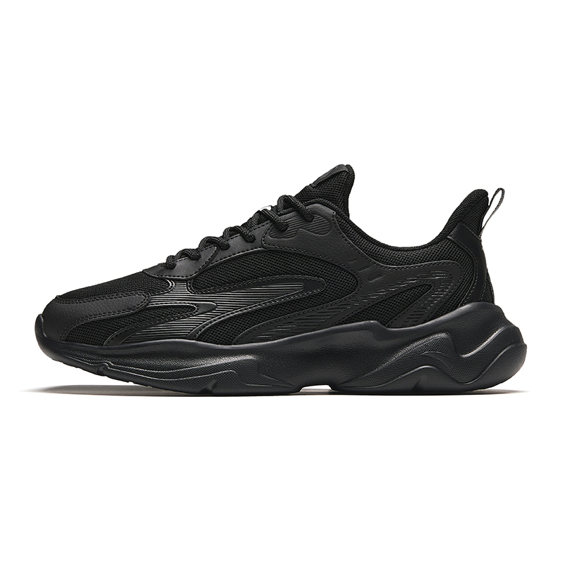 Anta Irregular Shape Cushioning Slip Resistant Low Top Casual Shoes Men's Black