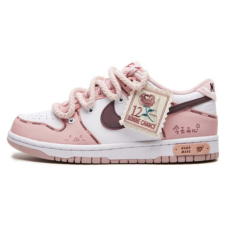 Nike Dunk Low Back Youth Floral Lightweight Low Top Skateboard Shoes GS Pink