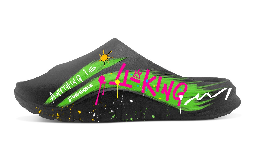LOL x LiNing Soft Clap Slip Resistant Abrasion Resistant Slide Slippers Unisex Black Green