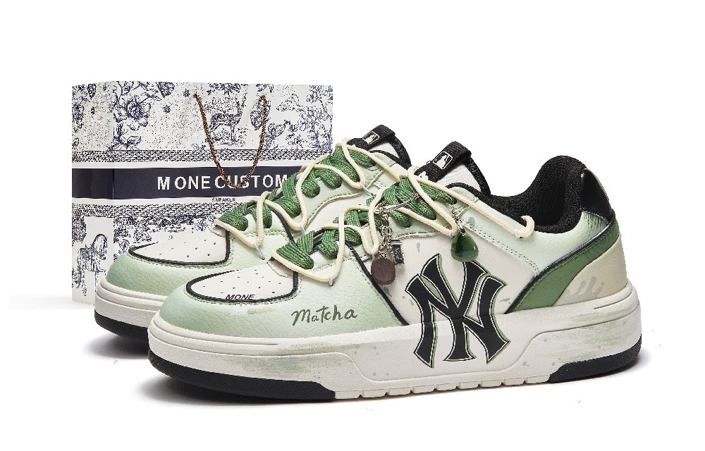 MLB Chunky Liner Gradient Border Matcha Lace Box Anti-Slip Wear-Resistant Low-Top Skateboard Shoes Unisex Tea Green