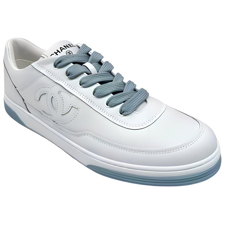 CHANEL Low Top Skateboard Shoes Women's White Blue