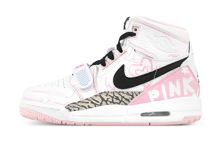 Jordan Legacy 312 High-Top Vintage Basketball Shoes GS White Pink Black