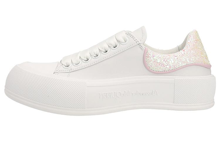 Alexander McQueen Deck Sneakers 'White Pink Glittered' Women's