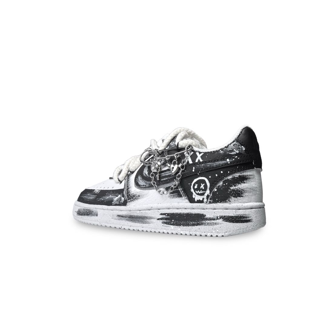 Nike Court Vision 1 Anti-Slip Wear-Resistant Low-Top Skateboard Shoes Women's Black White купить в интернет-магазине Yoocart с быстрой доставкой по России.