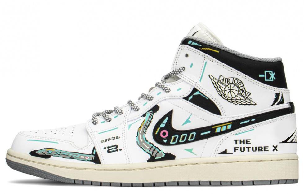Jordan Air Jordan 1 Mid Top Vintage Basketball Shoes Men's Black White