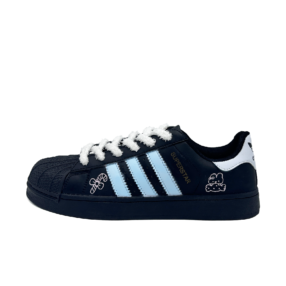 Adidas Originals SUPERSTAR Candy Bunny Abrasion Resistant Low Top Skateboard Shoes Unisex Black Blue