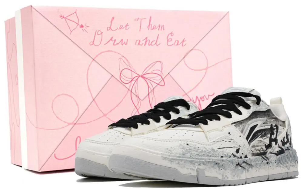 LiNing Yuan Chu Cushioning Abrasion Resistant Breathable Low top Skateboard Shoes Unisex White