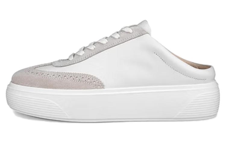 Ecco Low-Top Skateboard Shoes Women's White Gray