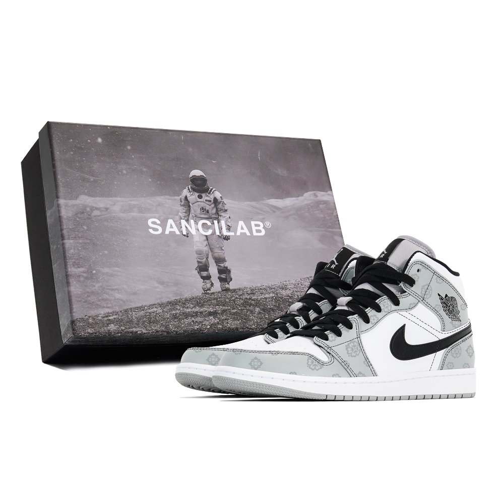 JORDAN Air JORDAN 1 Vintage Basketball Shoes Men Mid Top Gray/White