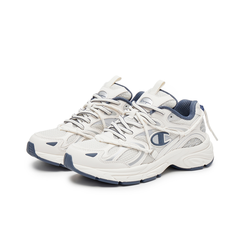 Champion Retro Sports Collection Slip Resistant Low Top Chunky Sneakers Unisex Milk White/Midnight Blue