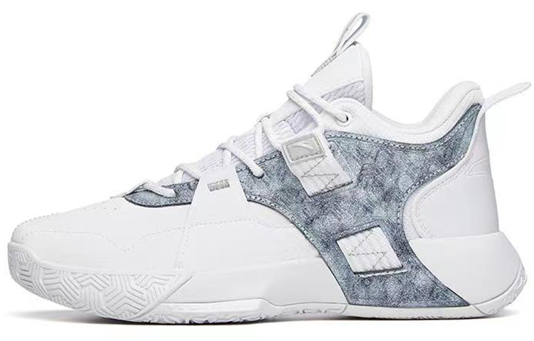 Anta Speedy 2 Generations Anti-Slip Wear-Resistant Mid-Top Vintage Basketball Shoes Men's White Gray