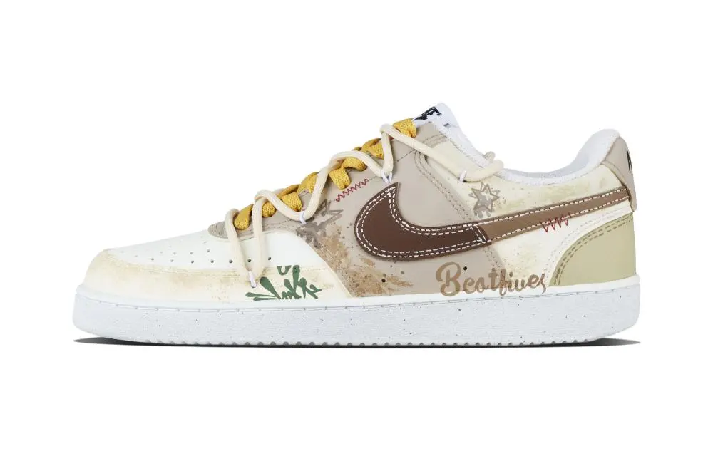 Nike Court Graffiti Street Abrasion Resistant Slip Resistant Low top Skateboard Shoes Men's Khaki