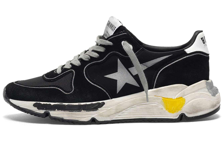 Golden Goose Running Sole Low Top Casual Shoes Men's Black White Yellow