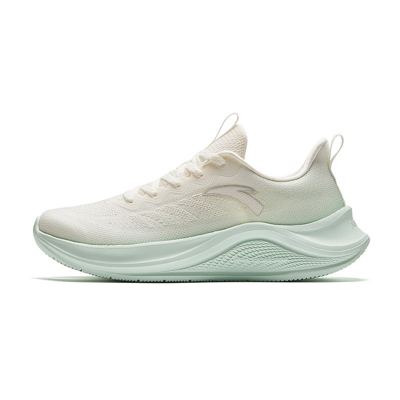 Anta Cushioning, Abrasion Resistant, Breathable, Lightweight Low Top Running Shoes Women's Beige Green
