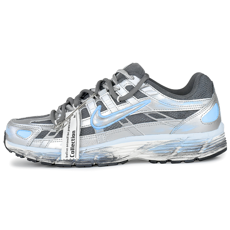 Nike P 6000 Abrasion Resistant Low Top Running Shoes Women's Silver
