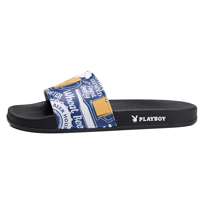Playboy Slide Slippers Men White/Black