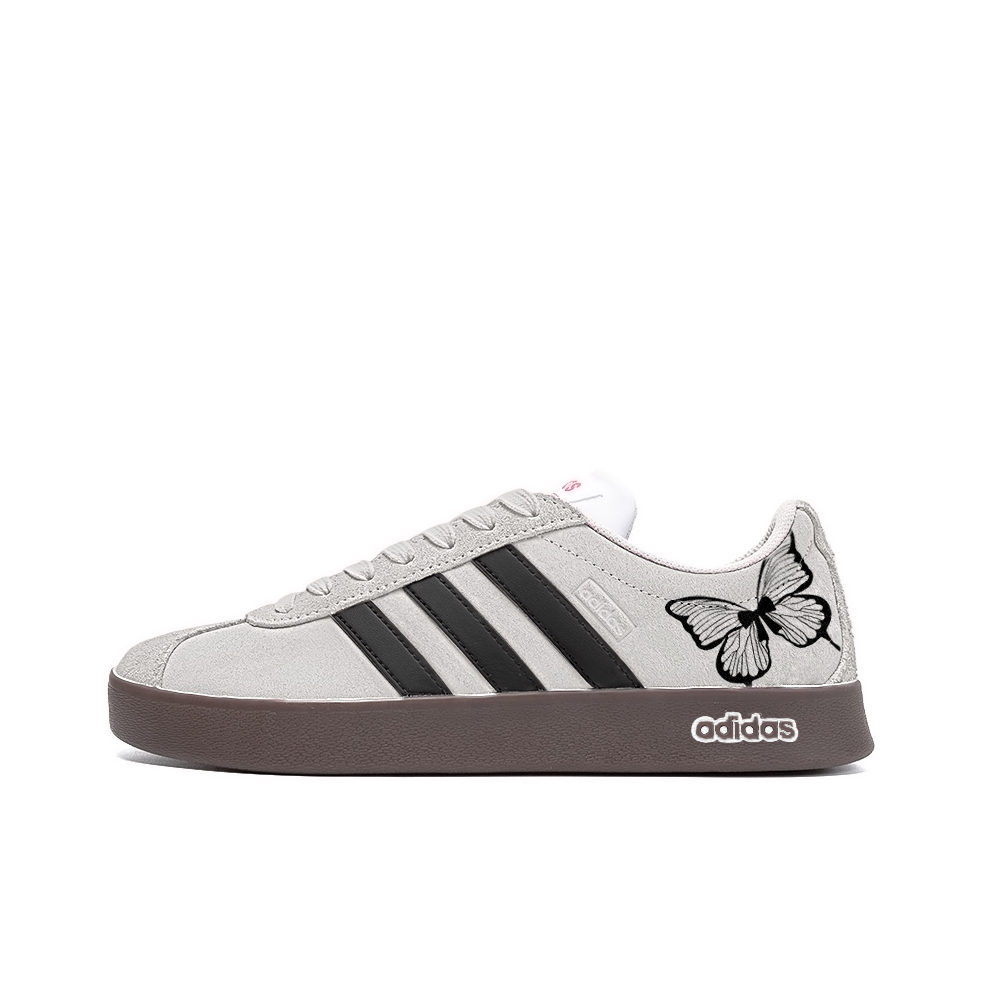 Adidas Neo Vl Court Black Ghost, Amber Anti Slip Wear Resistant Low Top Skateboard Shoes Unisex Black Gray