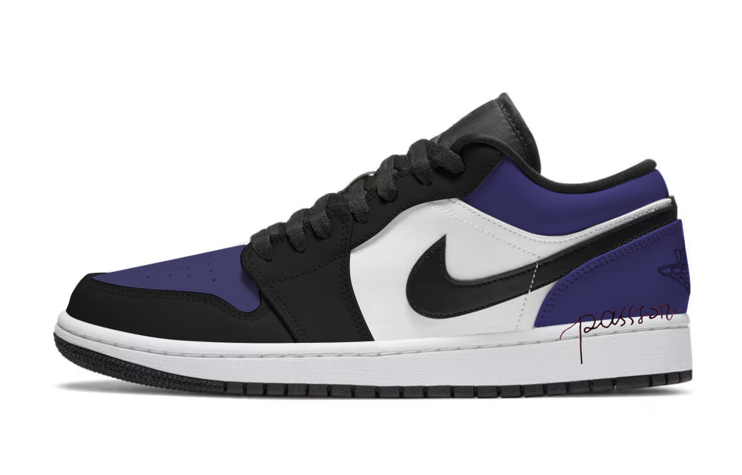 Jordan Air Jordan 1 Reverse Abrasion Resistant Low top Vintage Basketball Shoes Unisex Black Purple