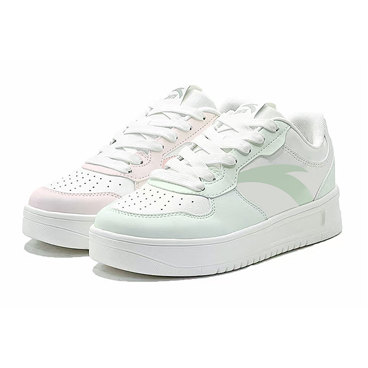 Anta Anti Slip Wear Resistant Low Top Skateboard Shoes Unisex Pink Green Mismatched
