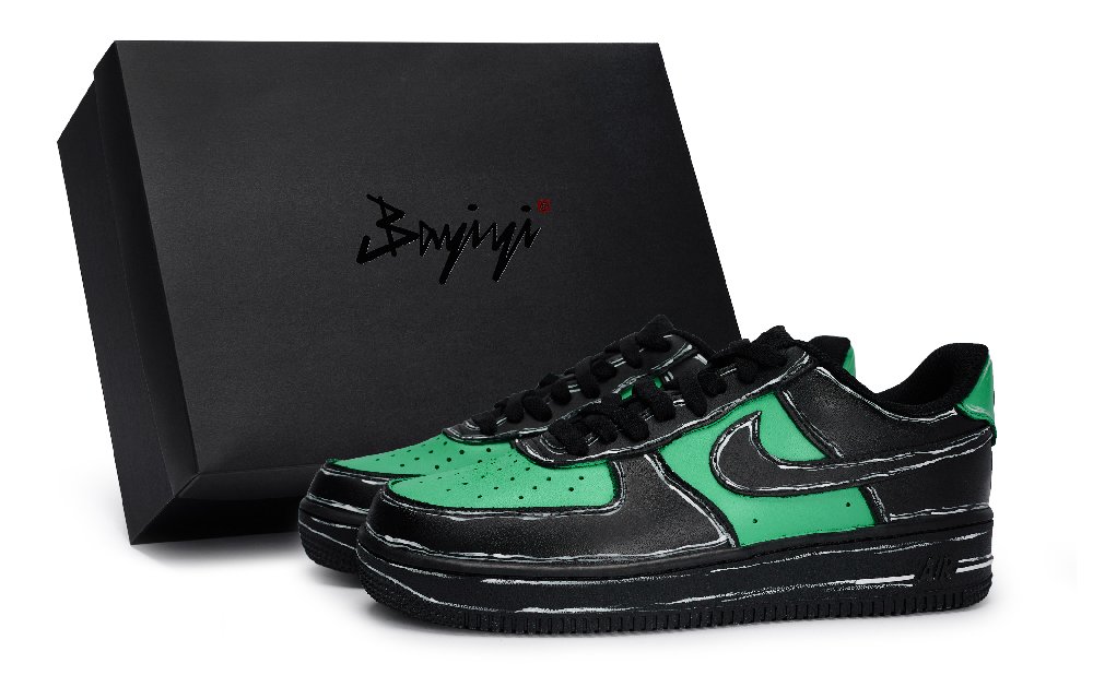 Nike Air Force 1 07 Special Shoe Box Anti-Slip Wear-Resistant Low-Top Skateboard Shoes Unisex Black Dark Green