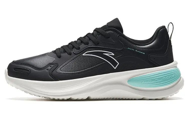 Anta Cloud Journey Slip Resistant Abrasion Resistant Low top Running Shoes Men's Black White Green