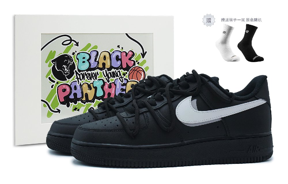 Nike Air Force 1 Low Anti-Slip Wear-Resistant Lightweight Breathable Low-Top Skateboard Shoes Women's Black White
