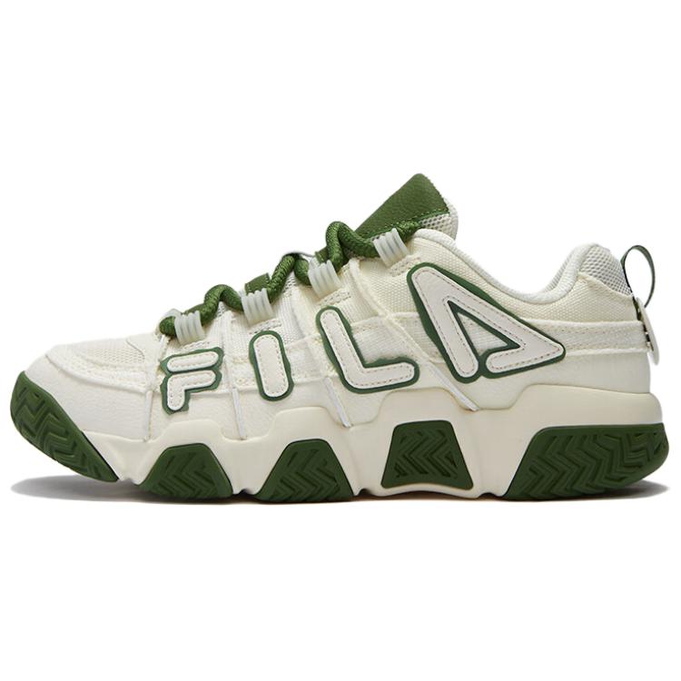 FILA FUSION BARRICADE Puffy Shoes Cushioning Anti-Slip And Wear-Resistant Low-Top Vintage Basketball Shoes Men's White