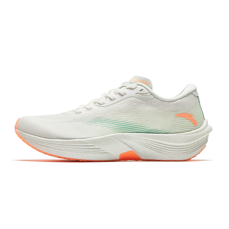 Anta Cushioning Slip Resistant And Abrasion Resistant Low Top Long Distance Running Shoes Women's White Green