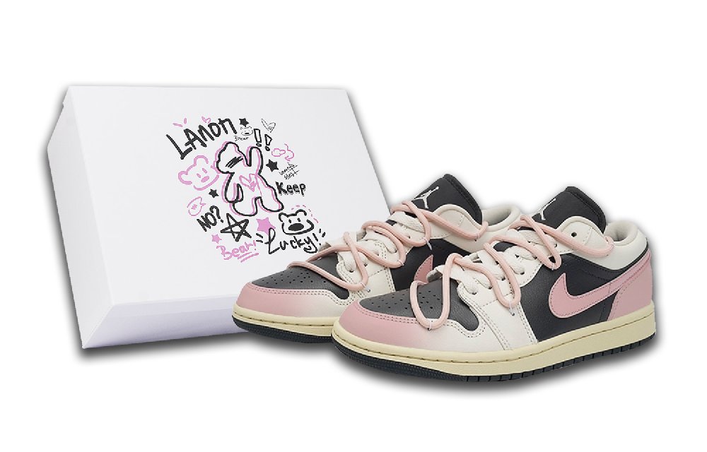 Jordan Air Jordan 1 Durable Breathable Low-Top Basketball Shoes Women's Black Pink
