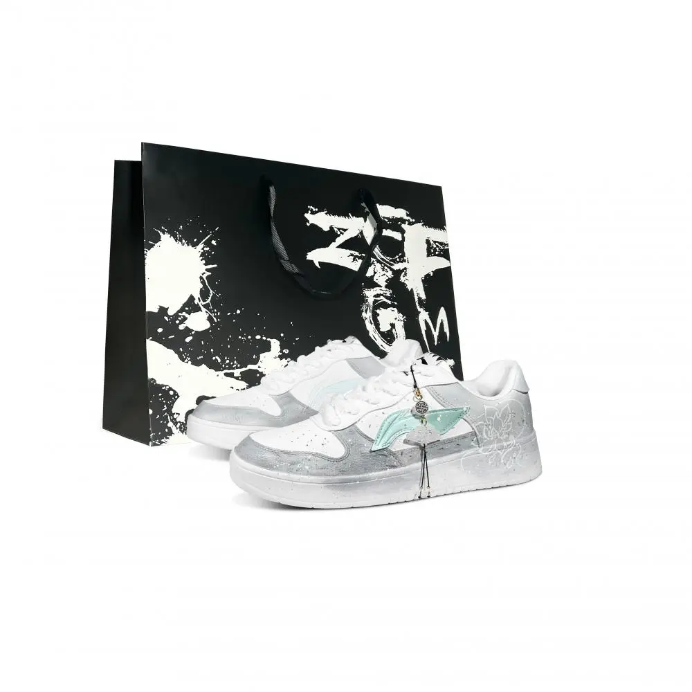 LiNing Pontoon Boats Lotus Slip Resistant, Abrasion Resistant, Breathable Low top Skateboard Shoes Men's Gray Green