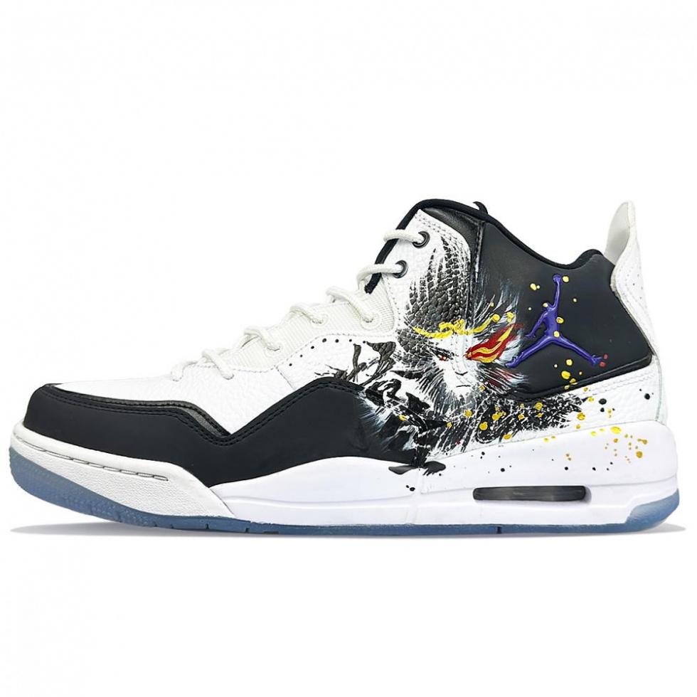 Jordan Courtside 23 Cushioned Slip-Resistant Mid-Top Basketball Shoes Men's Men's Black White