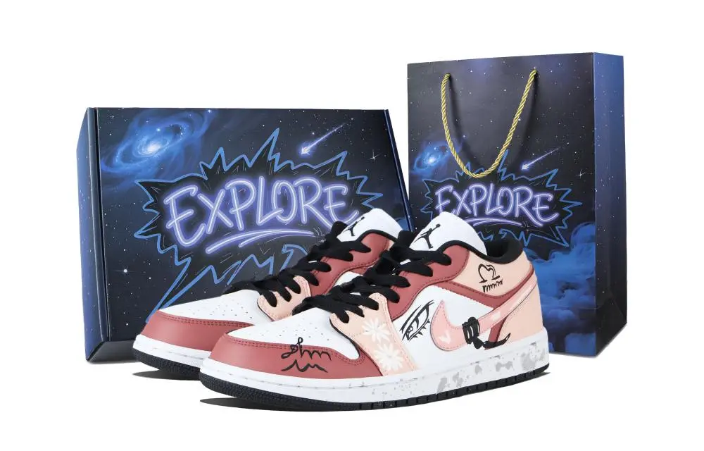 Jordan Air Jordan 1 Interpretation Of Flowers Vintage Basketball Shoes Unisex Umber