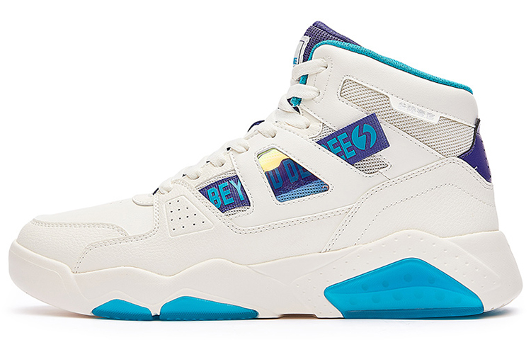 361° Xingran Abrasion Resistant Breathable High Top Skateboard Shoes White Cyan