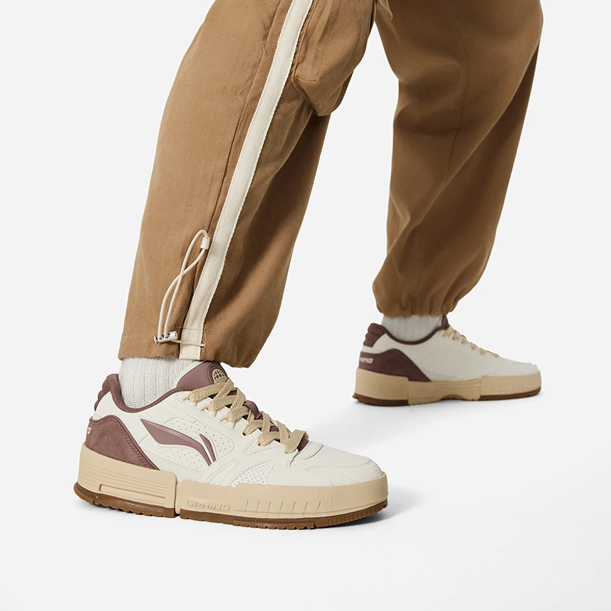 LiNing Li Cheng Slip-Resistant Cushioning Wear-Resistant Low-Top Skateboard Shoes Men's White Umber
